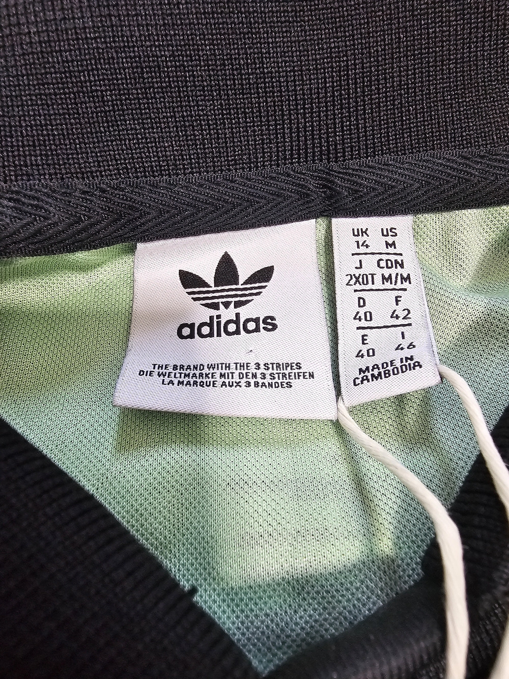 adidas Originals Men’s Long Sleeve Striped Polo Green/Black Logo Size M FM1980 - Picture 11 of 14